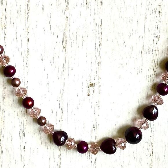 ZI# Striking Crystal, Quartz, Pearl & Silver Necklace - Picture 4 of 9